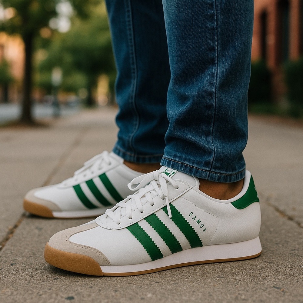 Adidas Samoa Mens Shoes White Collegiate Green Gum JH9078 Size 10 NWT